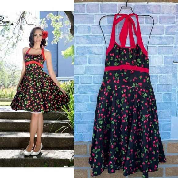 Pinup Couture Cherry Halter Dress size large - Picture 1 of 16